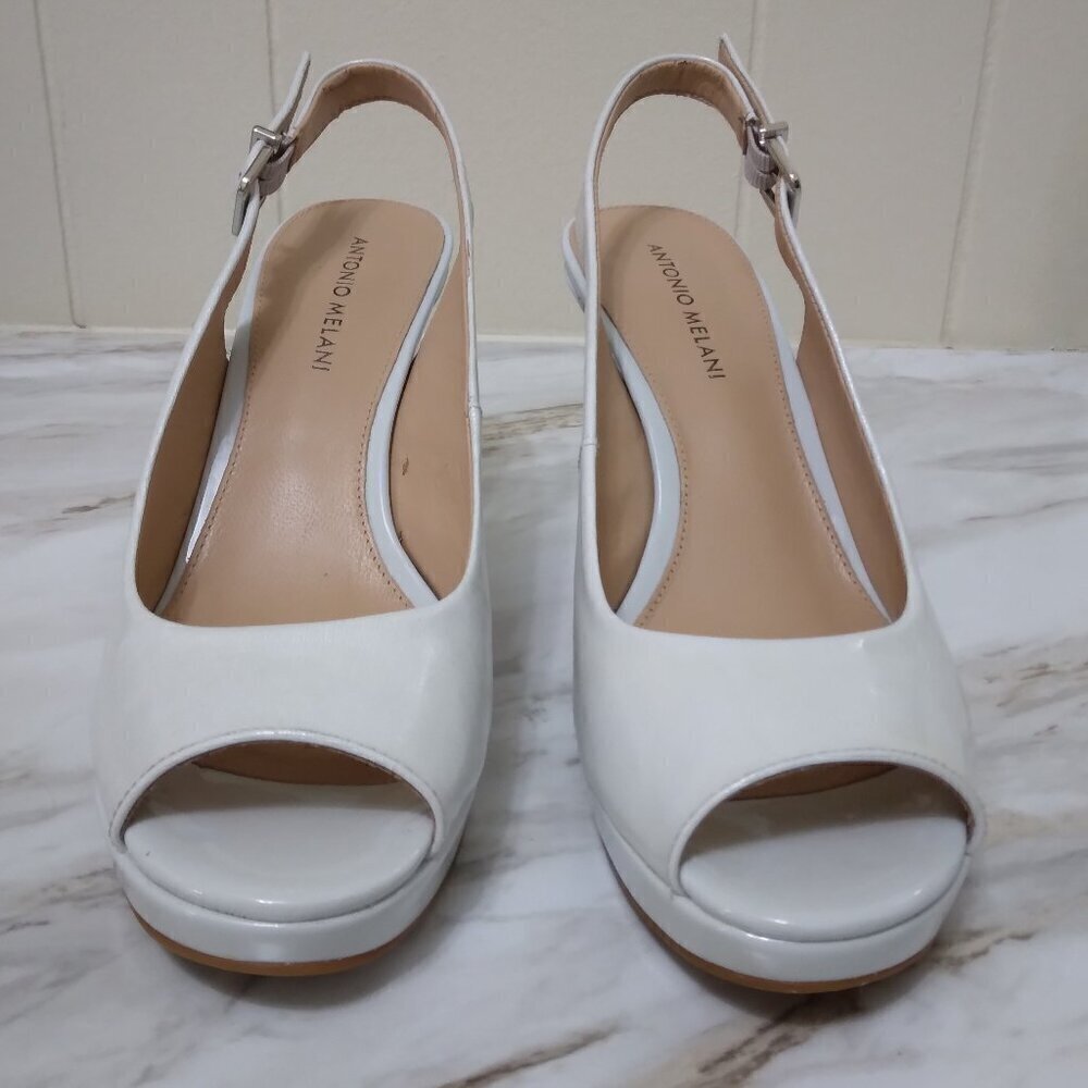 Antonio Melani | "Haleen" Patent Leather Peep Toe Slingback Heel Blue | Size 9M - Picture 3 of 12